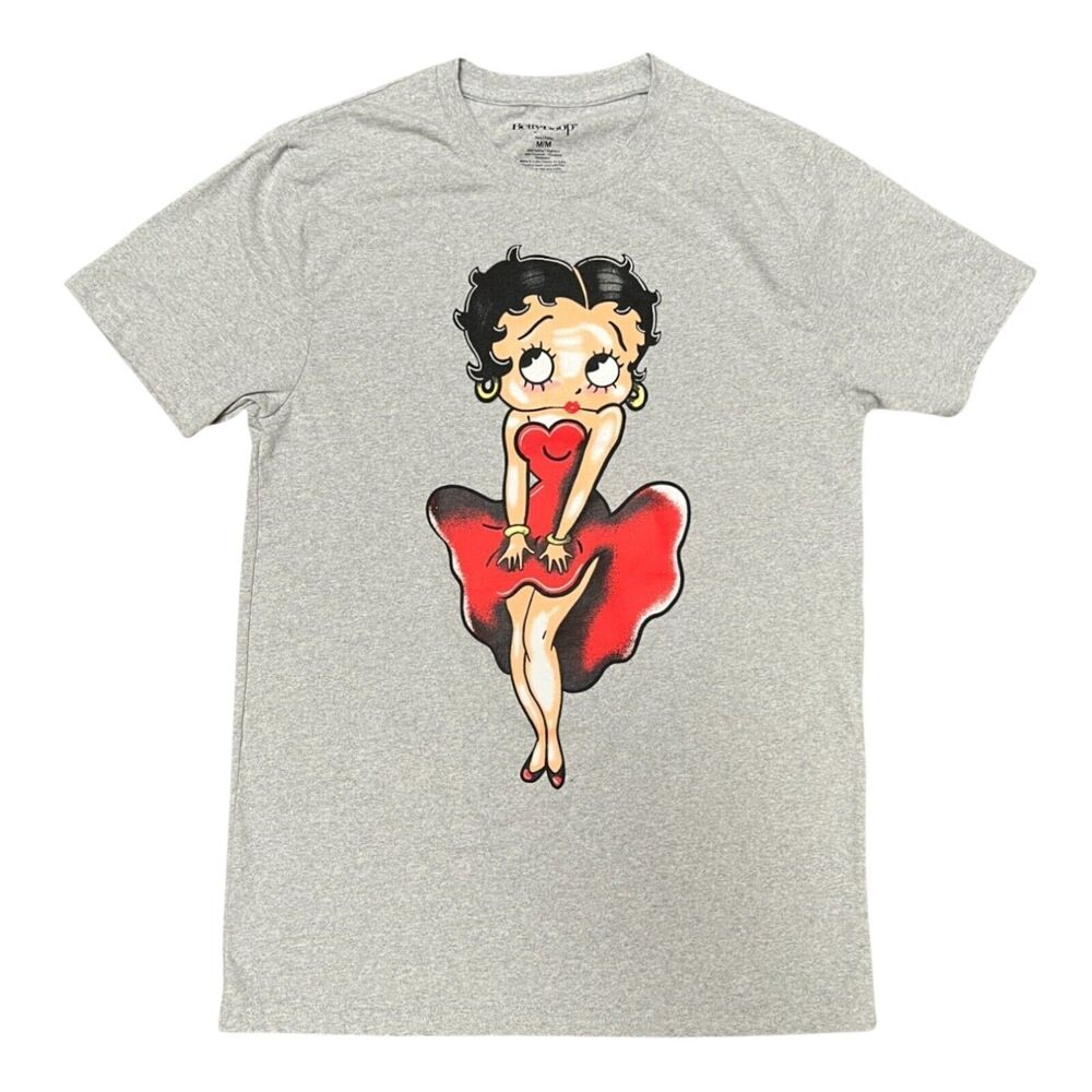 Betty Boop 'Airbrush' Marilyn Monroe Red Dress Gray Graphic T-Shirt Size Medium